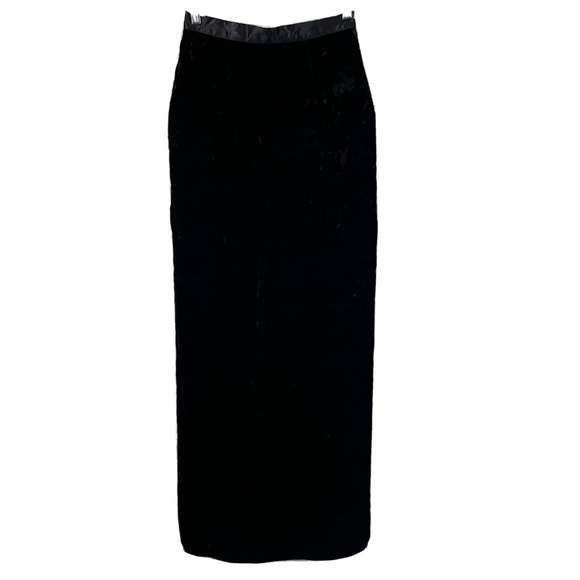 Vintage 1986 Jessica McClintock Women’s 24” Black Velvet Pencil Midi Skirt - Picture 2 of 10